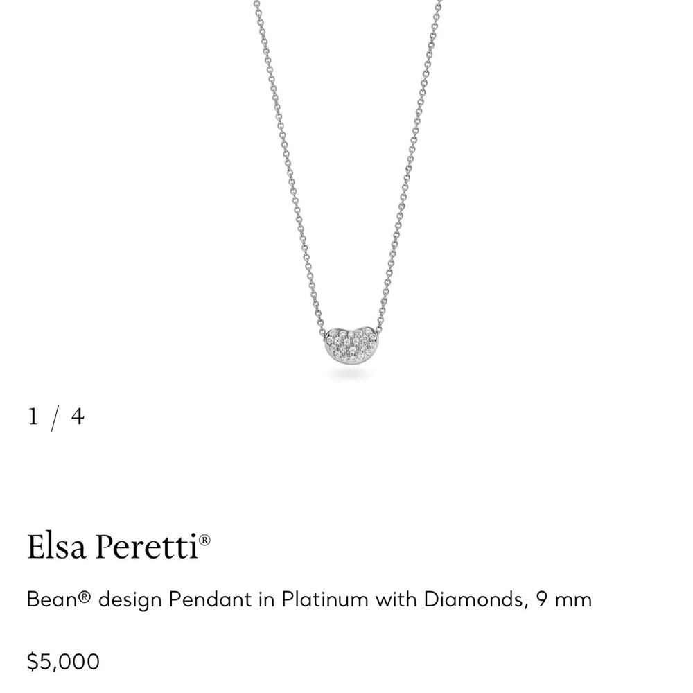 Tiffany & Co. Elsa Peretti®
Bean® design Pendant in Platinum with Diamonds, 9 mm